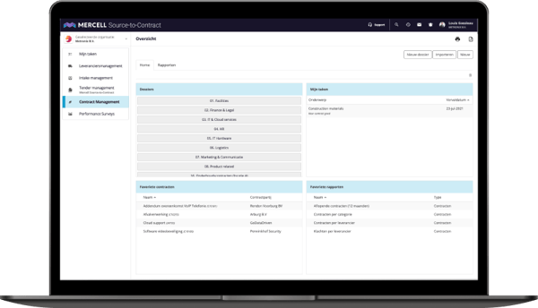 Laptop Mock Up Contract Management Dashboard NL